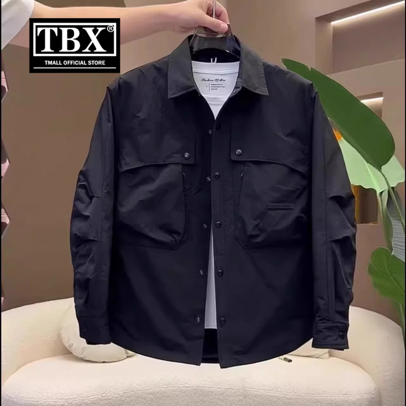 高端衬衫式工装外套男士2025新款爆款春秋冬季加棉服男款翻领夹克