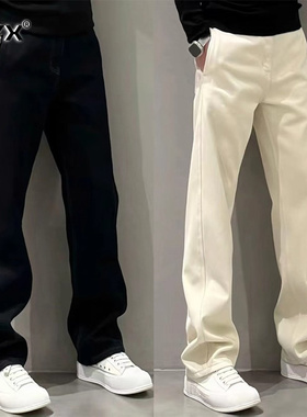 高端宽松直筒牛仔裤男士2025新款春秋冬季男裤潮流黑色长裤子男款