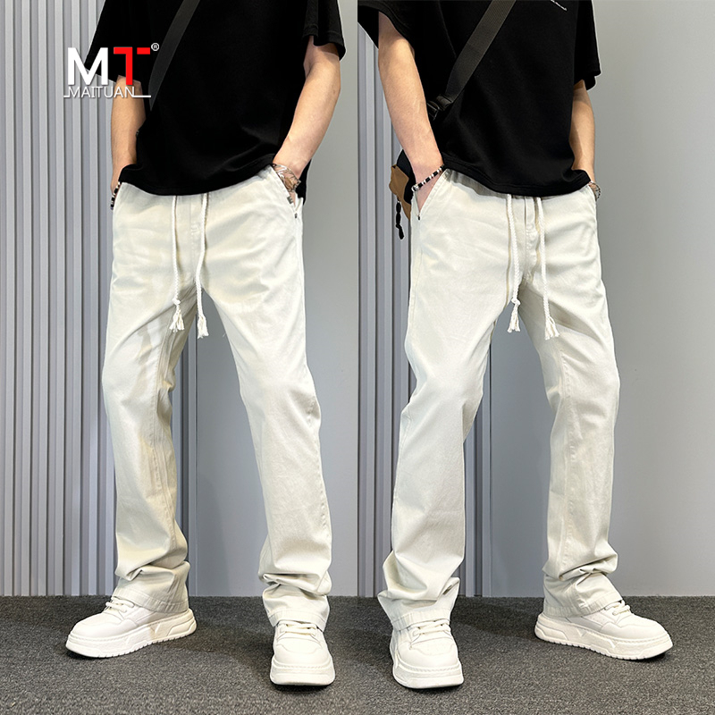 高端微喇牛仔裤男士2025新款春秋季男裤美式高街直筒休闲裤子男款