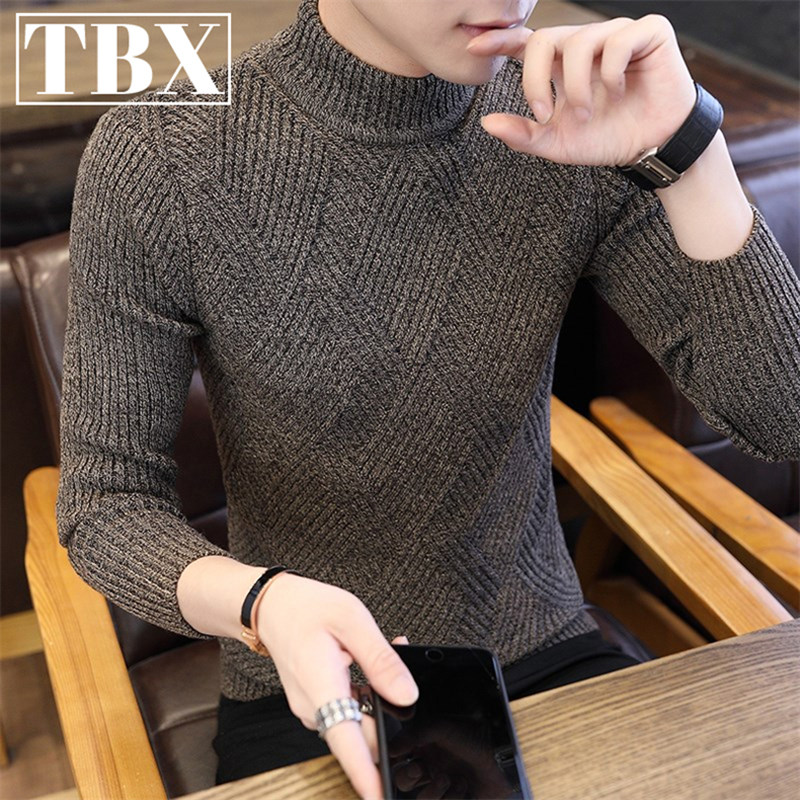 高级感半高领毛衣男士秋冬季加绒加厚2025新款爆款针织打底衫男款