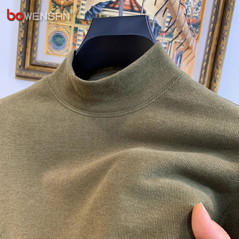 高端德绒打底衫男士秋冬季2025新款半高领双面绒卫衣长袖t恤男款