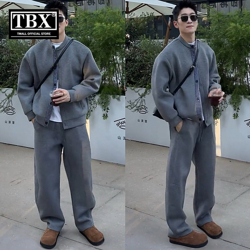 老钱风休闲运动服套装男士2025新款春秋冬季开衫卫衣外套卫裤男款