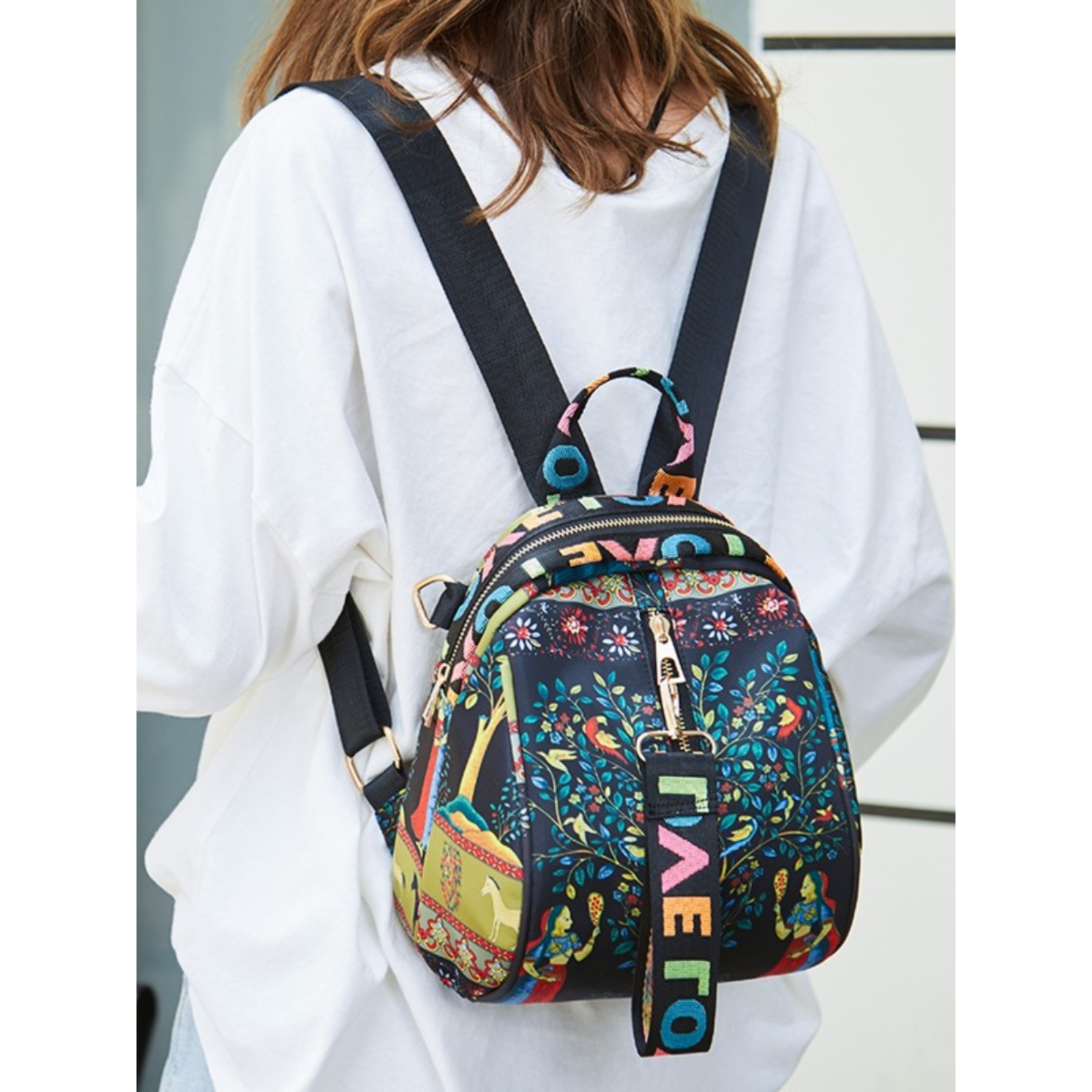 法国MKPREF双肩背包女小包牛津布女士背包可单肩尼龙包小巧旅行包