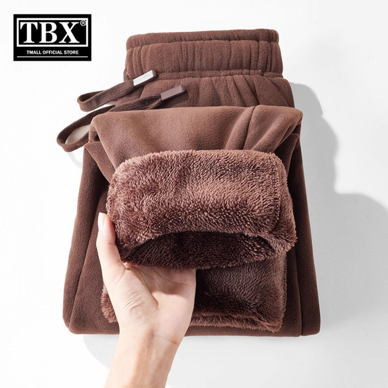 高端巨厚羊羔绒裤子男士2025新款冬季加绒加厚重磅奥粒绒卫裤男款