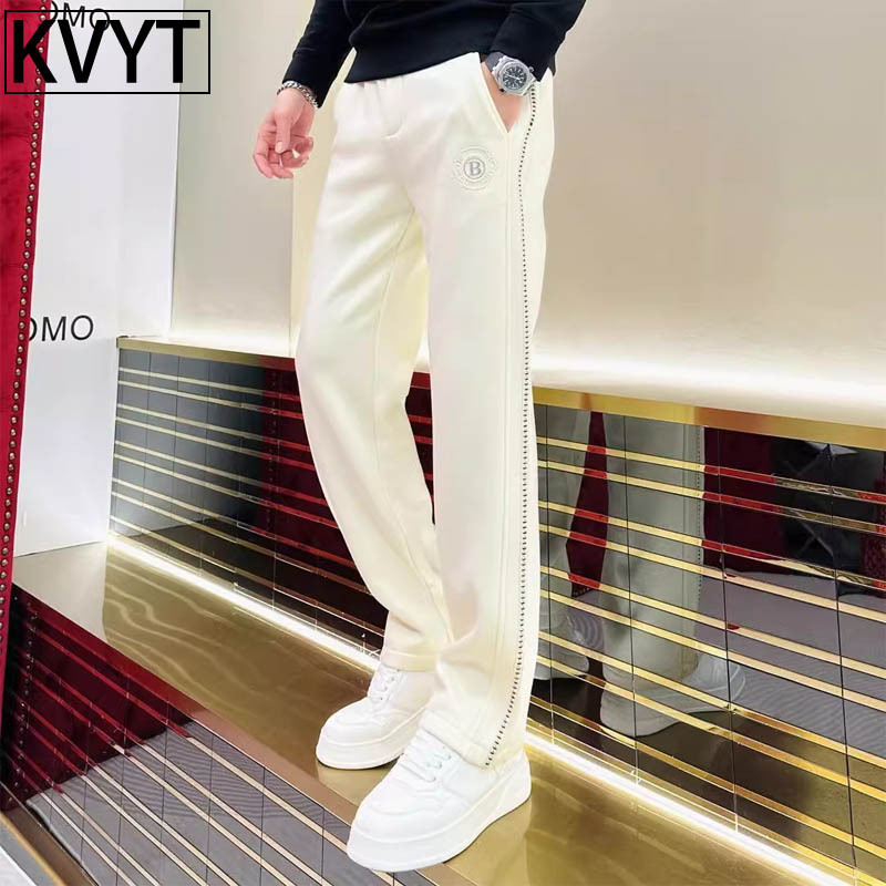高端2025欧货爆款裤子男士休闲裤直筒宽松秋季新款男裤时尚卫裤薄