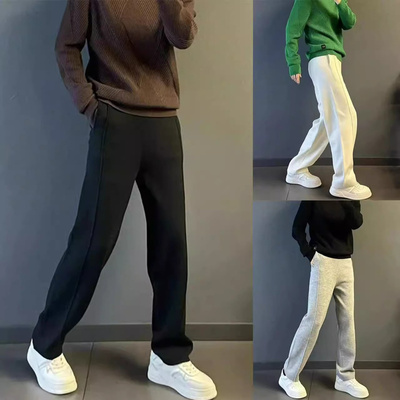 潮牌休闲裤男士春秋季韩版高级感商务直筒裤纯色百搭阔腿运动卫裤