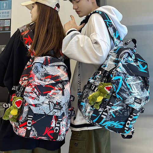 法国Colorin Kite双肩包男新款涂鸦书包初中生潮流旅行高中背包女