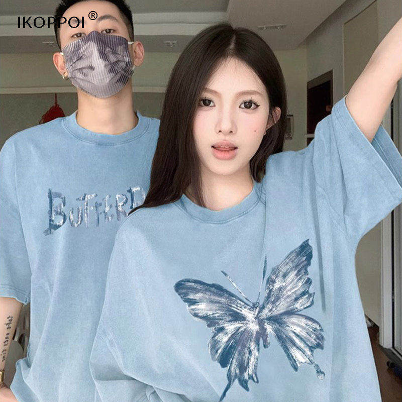 轻奢潮流情侣装短袖T恤2026新款夏季男女士重磅纯棉舒适宽松上衣
