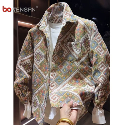 潮牌小香风外套男士2025新款春秋冬季痞帅翻领衬衫式夹克男款棉服