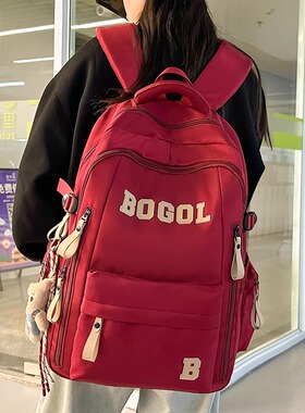 法国MKBM品牌大容量双肩包女护脊减负初高中学生书包轻便旅游背包