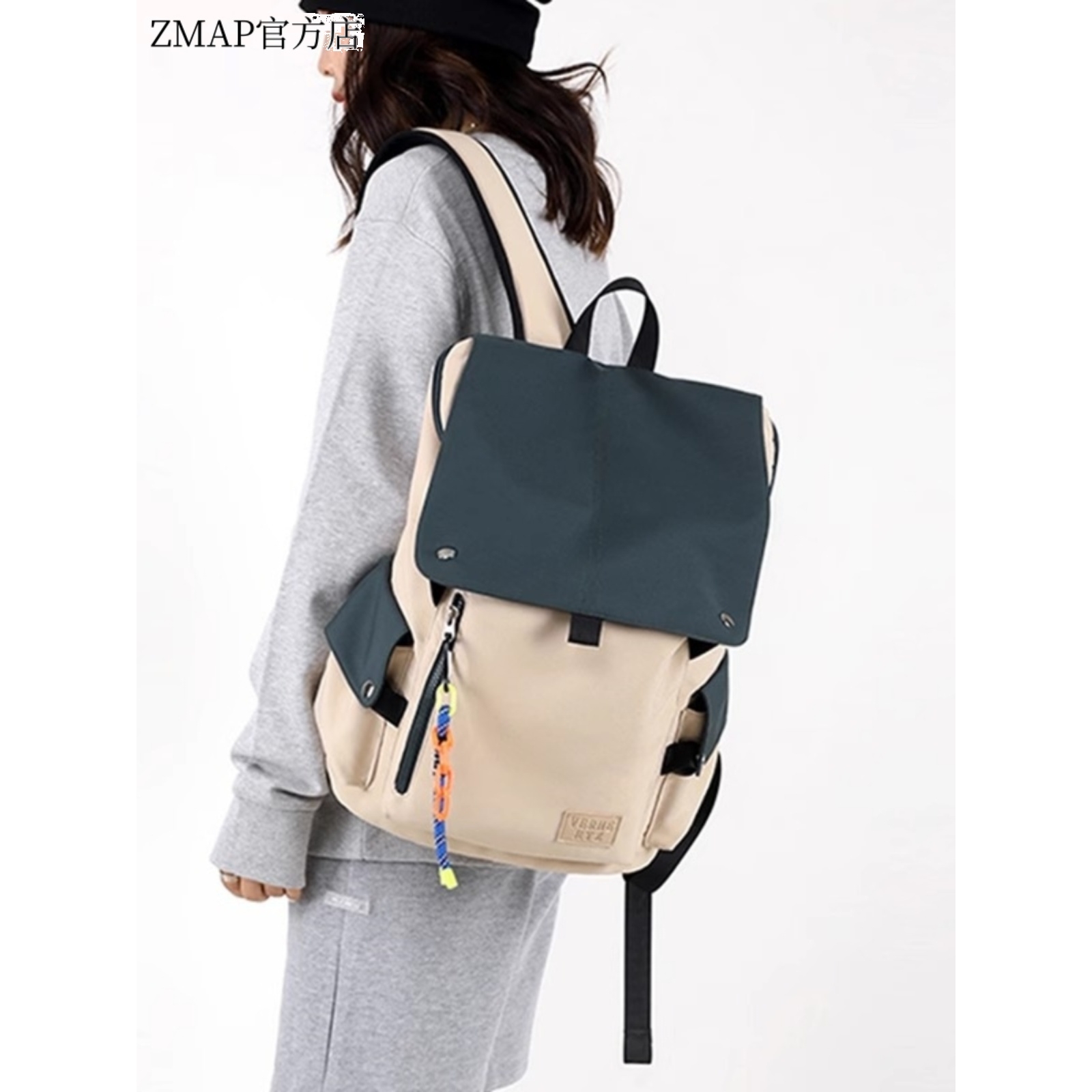 法国ZAMP帆布男士双肩包大容量电脑包旅行护脊背包女高中减负书包