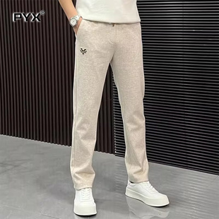 高端毛呢休闲裤男士2025新款秋冬季男裤中腰直筒加厚长裤子男款潮