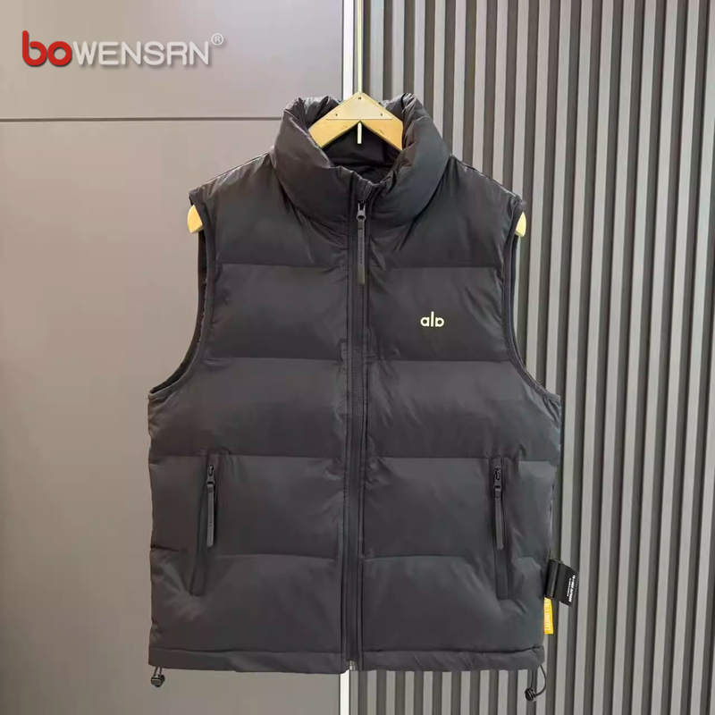 潮牌白鸭绒立领羽绒服马甲男士秋冬季2025年新款加厚坎肩外套男款