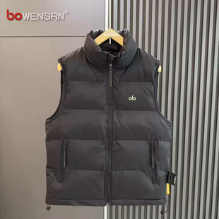 潮牌白鸭绒立领羽绒服马甲男士秋冬季2025年新款加厚坎肩外套男款