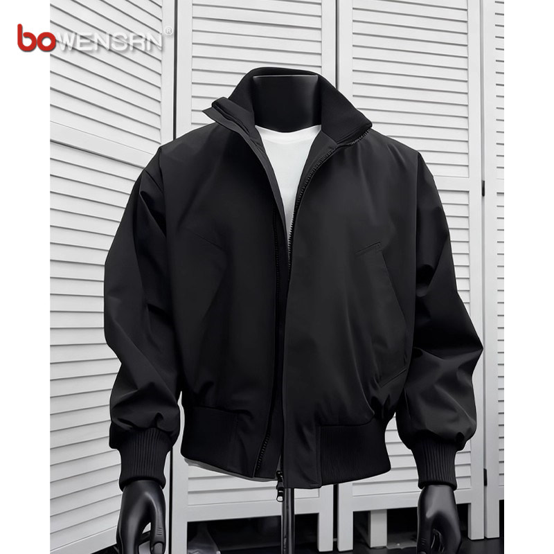 潮牌黑色飞行员夹克男士外套2025新款春秋冬季三防立领棒球服男款