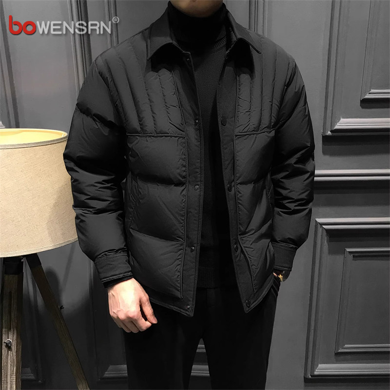 高端轻薄羽绒服男士2025新款冬季高级感休闲加厚翻领夹克外套男款