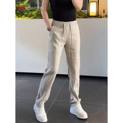 高端纯色休闲裤男士2025新款夏季薄款男裤直筒修身长裤子男款春秋