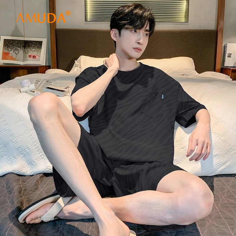 莫代尔睡衣男士2026新款夏季薄款短袖短裤男款可外穿家居服套装男