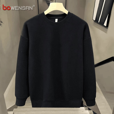 潮牌重磅纯色卫衣男士2025年新款春秋冬季加绒加厚宽松打底衫男款