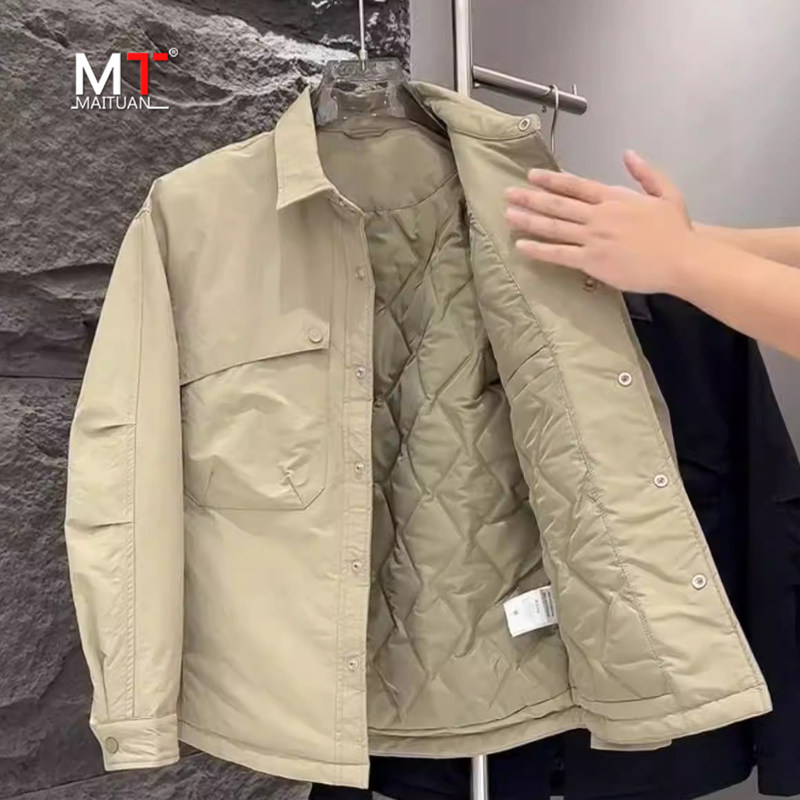 高端棉服外套男士2025新款秋冬季加棉加厚保暖夹棉衣翻领夹克男款