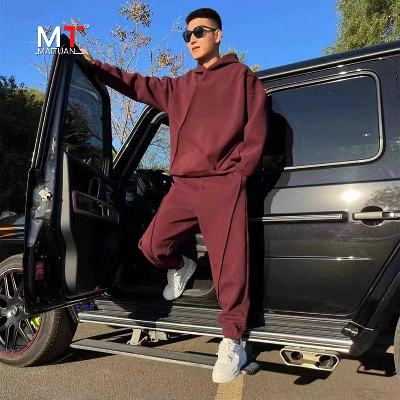 高端休闲卫衣套装男士运动服春秋冬季2025新款加绒男装穿搭一整套