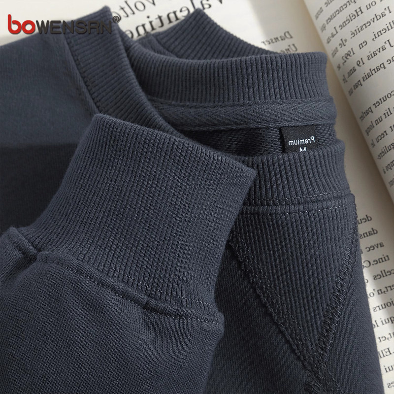 潮牌重磅卫衣男士2025年新款春秋冬季纯棉宽松毛圈圆领打底衫男款