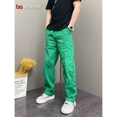 潮牌痞帅纯色休闲裤男士2025新款春秋夏季薄款男裤直筒长裤子男款