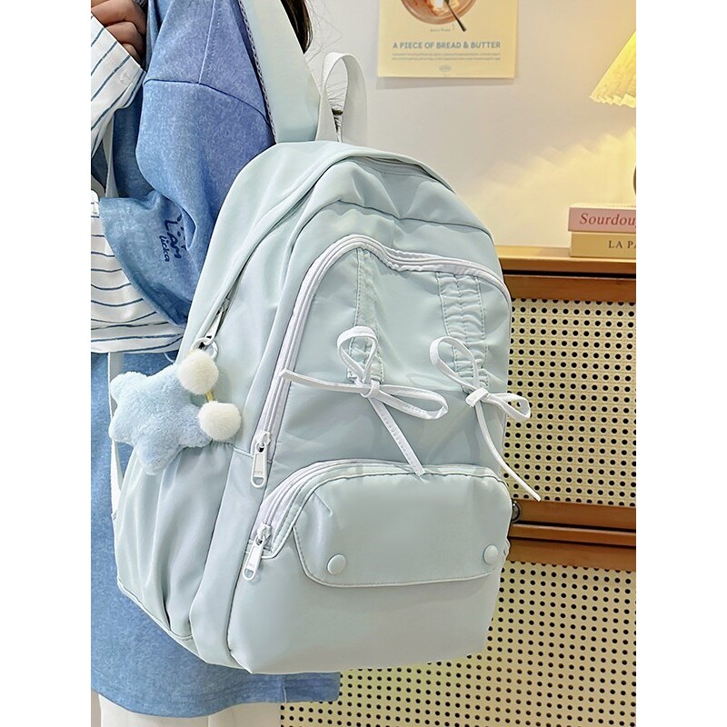 法国GBP 简约书包初中女生高颜值小众可爱蝴蝶结大学生旅行双肩包