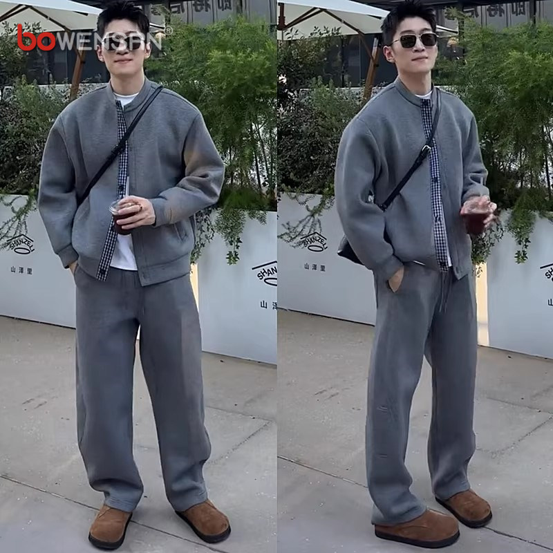 老钱风休闲运动套装男士外套2025新款春秋冬季开衫卫衣裤两件男款