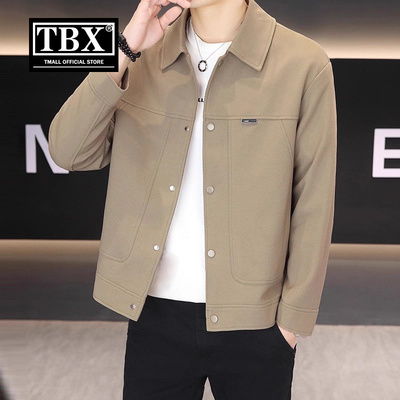 高端男士夹克外套2025新款春秋冬装通勤商务休闲翻领行政茄克男款