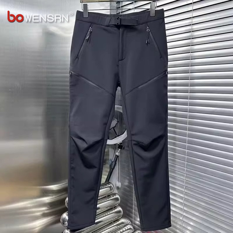 高级感软壳冲锋裤男士2025新款春秋冬季加绒男裤直筒休闲裤子男款