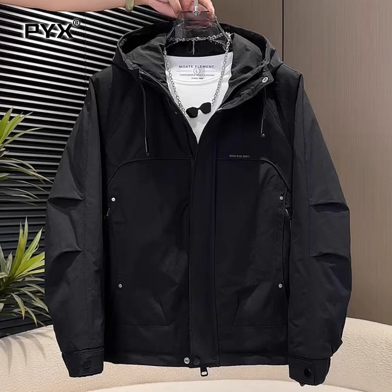 高端二棉冲锋衣男款外套2025秋冬季新款男士宽松连帽夹克保暖棉服