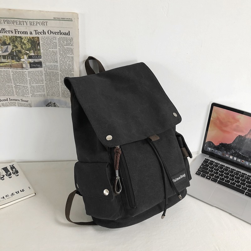 法国MKHEBN潮牌双肩包男大容量时尚简约背包女大学生高中帆布书包