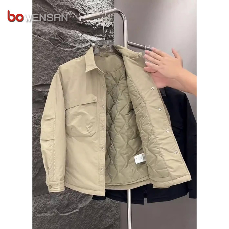 潮牌大口袋棉服外套男士2025新款春秋冬季加厚时尚翻领夹克衫男款