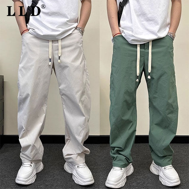 高端弯刀裤男夏季薄款2026新款休闲裤速干直筒宽松阔腿男士哈伦裤