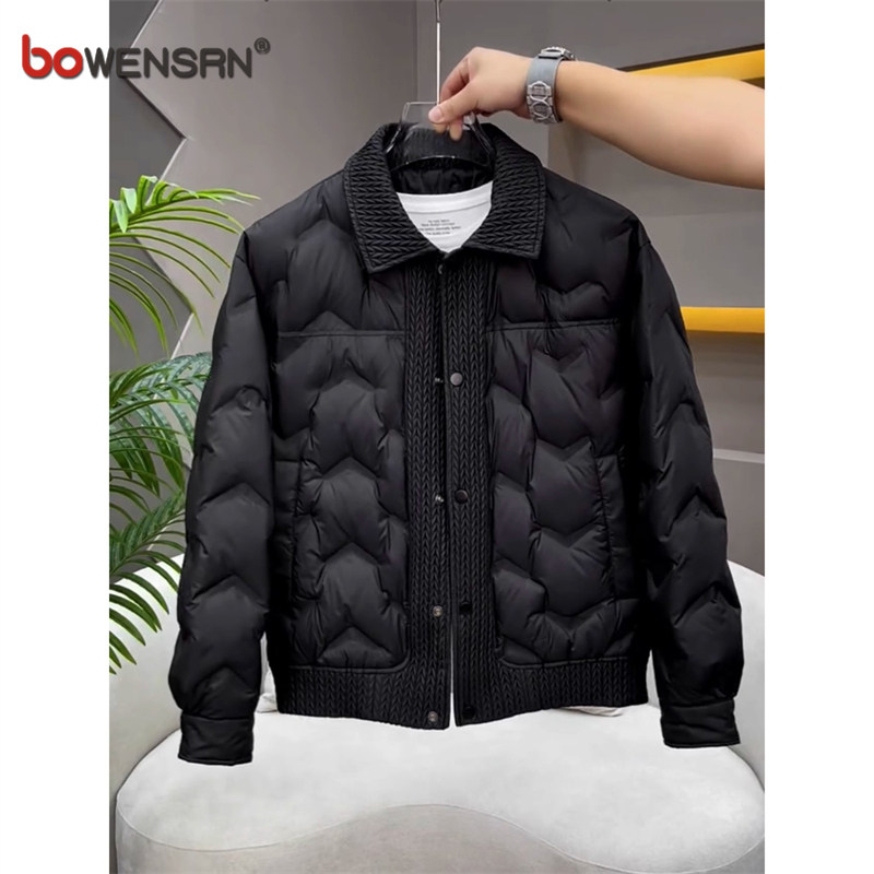 高端轻薄拼接羽绒服男士冬季2025新款高级感痞帅加厚夹克外套男款