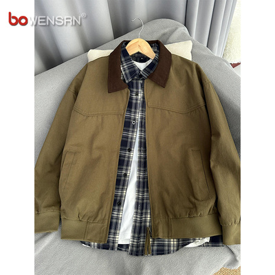 美式复古底特律工装夹克男士2025新款春秋冬季潮牌痞帅气外套男款