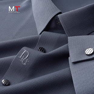 高端长袖衬衫男士2025新款秋冬季加绒保暖高级感商务休闲衬衣男款