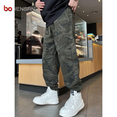潮牌迷彩工装裤男士2025新款春秋冬季男裤哈伦束脚休闲长裤子男款