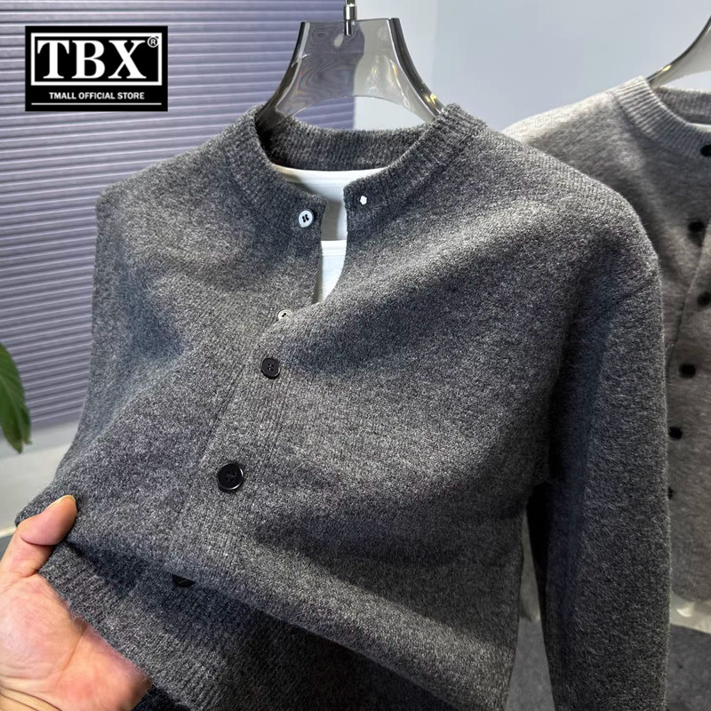 高端老钱风棒球领针织开衫外套男士2025新款春秋冬装羊毛毛衣男款