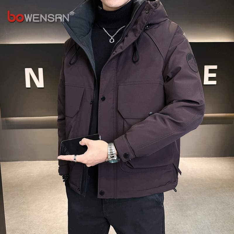 潮牌白鸭绒羽绒服男士2025新款冬季高级感加厚工装冲锋衣外套男款