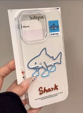 穿鞋子鲨鱼适用17promax苹果手机壳iPhone16pro/15promaxins风14promax13/12防摔11XR/XS7/8P