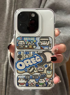 奥利奥小饼干小猫适用iPhone16promax苹果17Pro手机壳15plus/14防摔13/12/11简约情侣保护壳7/8PXRXSMAX