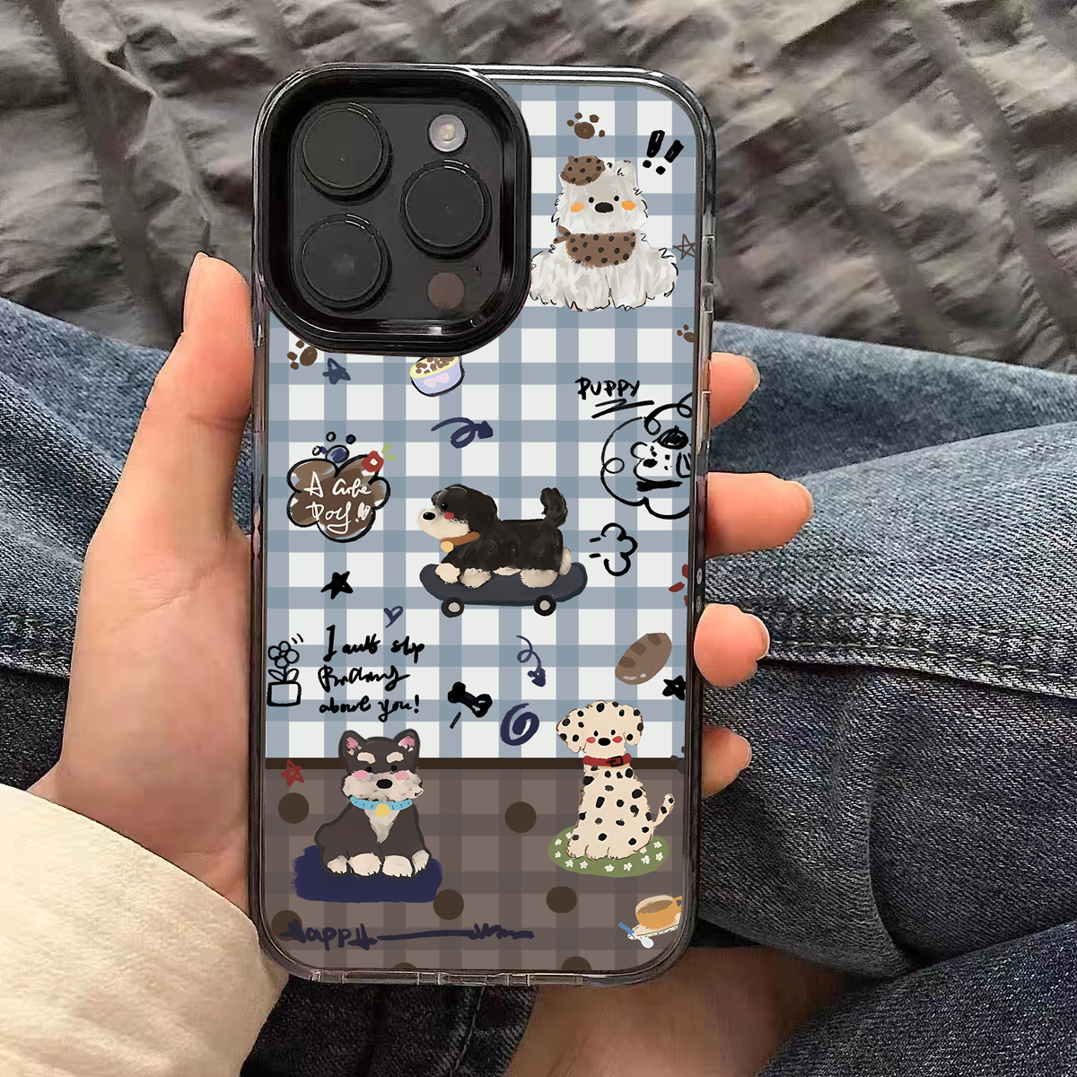 卡通可爱小狗涂鸦苹果手机壳