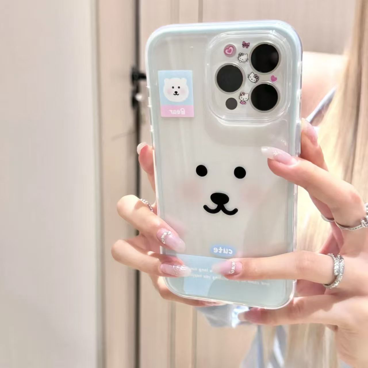 适用苹果16手机壳可爱轻松小熊