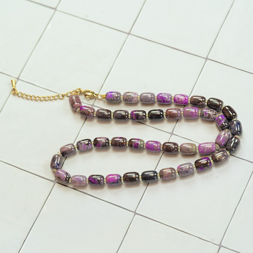 舒俱来W3955油画丝绒桶珠项链