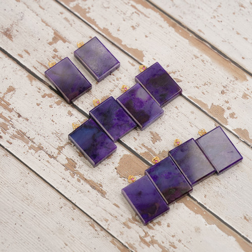 舒俱来S06400蓝紫炫彩无事方牌苏纪石18k吊坠(多样性发货发其一)