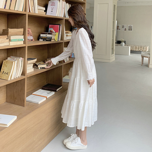 法式仙气白色连衣裙套装女2025春秋季新款韩版显瘦马甲长裙两件套图片