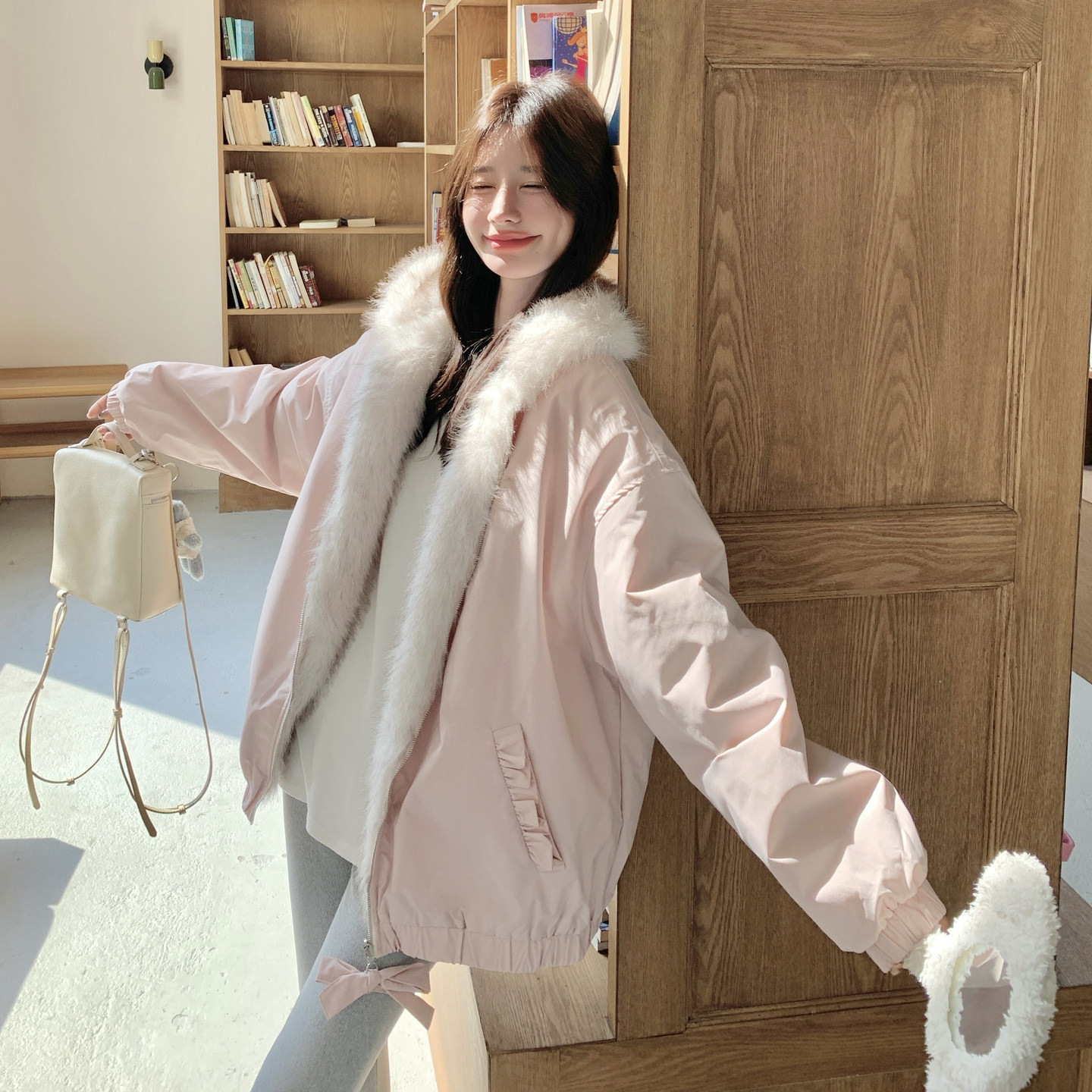 【新品】25冬两面穿毛毛派克外套2C251-5709-P235-K358,女装短外套,2C251