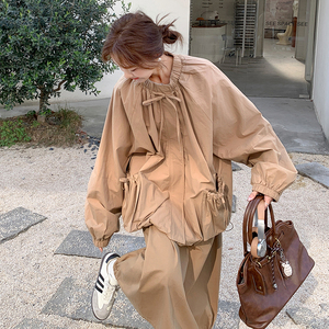 卡其色工装衬衫半身裙套装女2025春秋季新款韩版慵懒风显瘦两件套图片